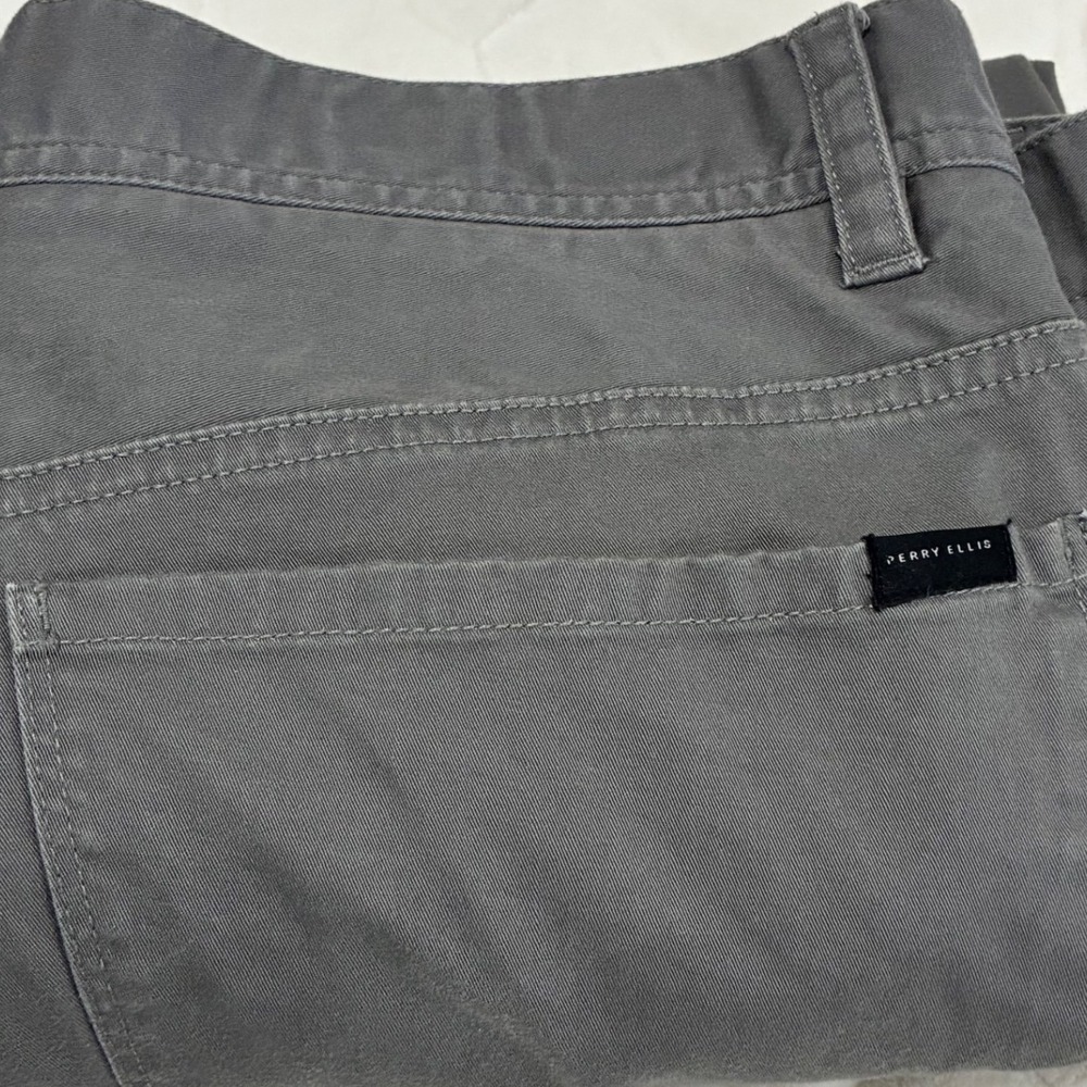 Perry Ellis Mens‎ Gray Casual Pants 36x32 Cotton Blend Chinos Trousers